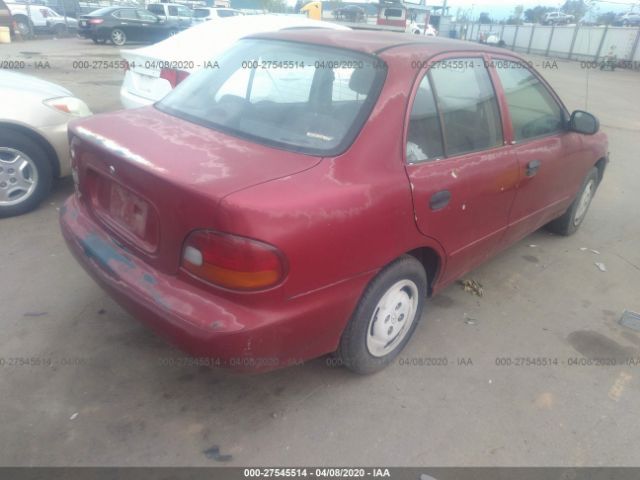 KMHVF24N6WU445118 - 1998 HYUNDAI ACCENT GL Red photo 4