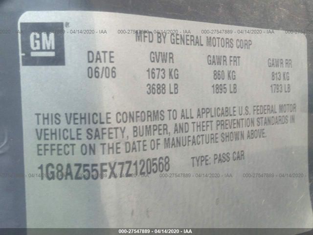 1G8AZ55FX7Z120568 - 2007 SATURN ION LEVEL 2 Gray photo 9