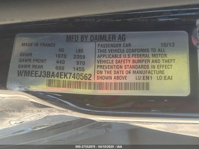 WMEEJ3BA4EK740562 - 2014 SMART FORTWO PURE/PASSION Black photo 9