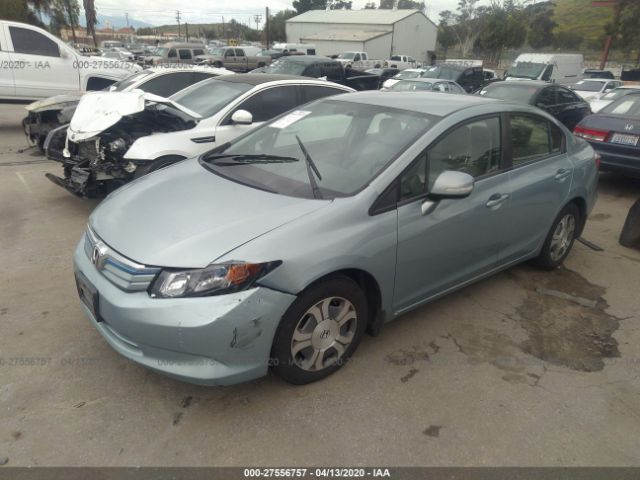 JHMFB4F26CS008583 - 2012 HONDA CIVIC HYBRID Blue photo 2