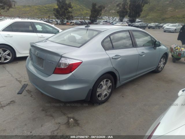 JHMFB4F26CS008583 - 2012 HONDA CIVIC HYBRID Blue photo 4