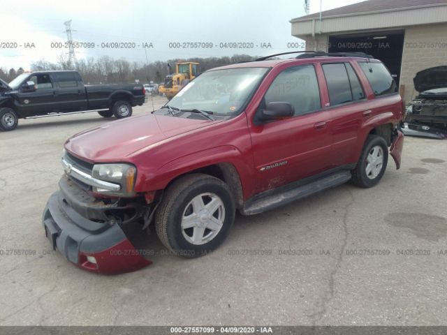 1GNDT13S922128554 - 2002 CHEVROLET TRAILBLAZER  Red photo 2