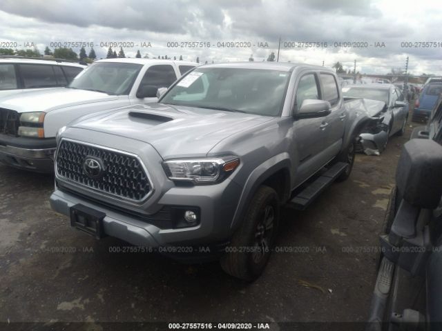 3TMCZ5AN8KM202563 - 2019 TOYOTA TACOMA DOUBLE CAB/SR/SR5/TRD SPO Gray photo 2