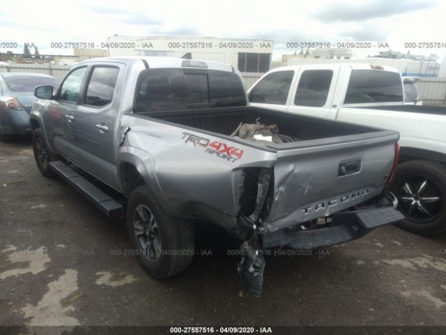 3TMCZ5AN8KM202563 - 2019 TOYOTA TACOMA DOUBLE CAB/SR/SR5/TRD SPO Gray photo 3