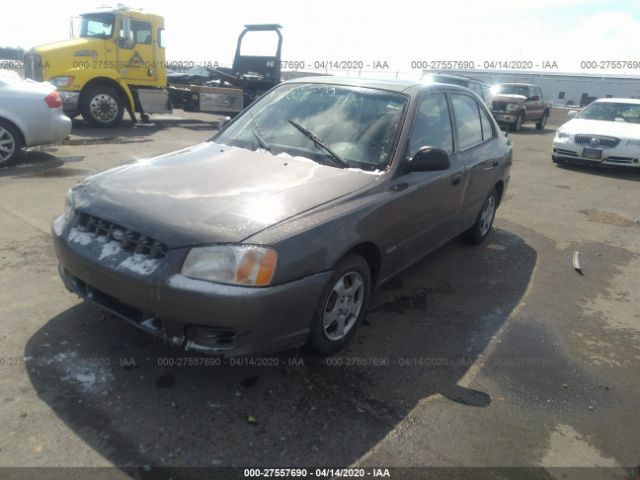 KMHCG45C72U389777 - 2002 HYUNDAI ACCENT GL Gray photo 2