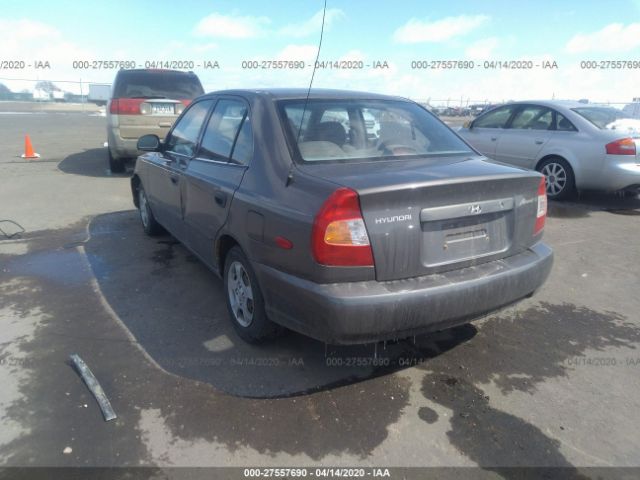 KMHCG45C72U389777 - 2002 HYUNDAI ACCENT GL Gray photo 3