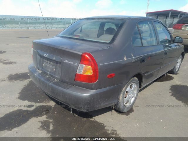 KMHCG45C72U389777 - 2002 HYUNDAI ACCENT GL Gray photo 4