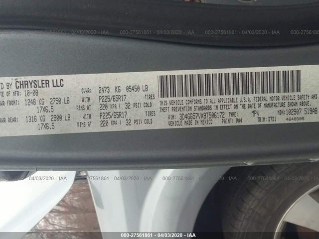 3D4GG57VX9T506172 - 2009 DODGE JOURNEY SXT Gray photo 9