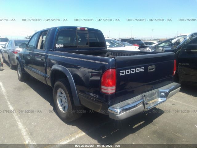 1B7HL48N22S577590 - 2002 DODGE DAKOTA QUAD SLT Blue photo 3