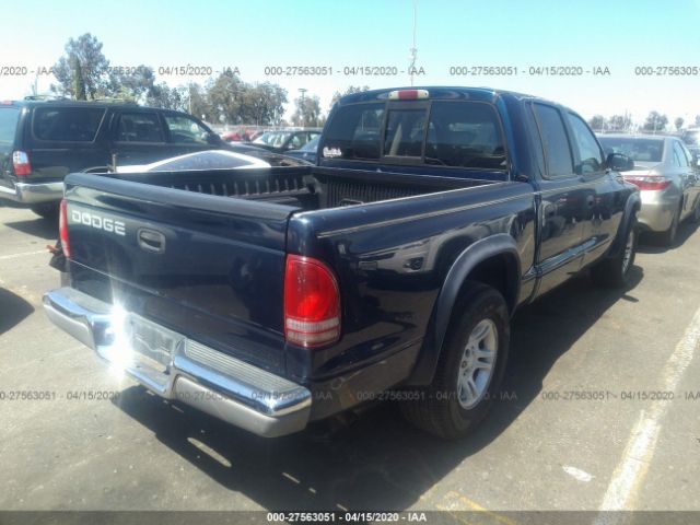 1B7HL48N22S577590 - 2002 DODGE DAKOTA QUAD SLT Blue photo 4