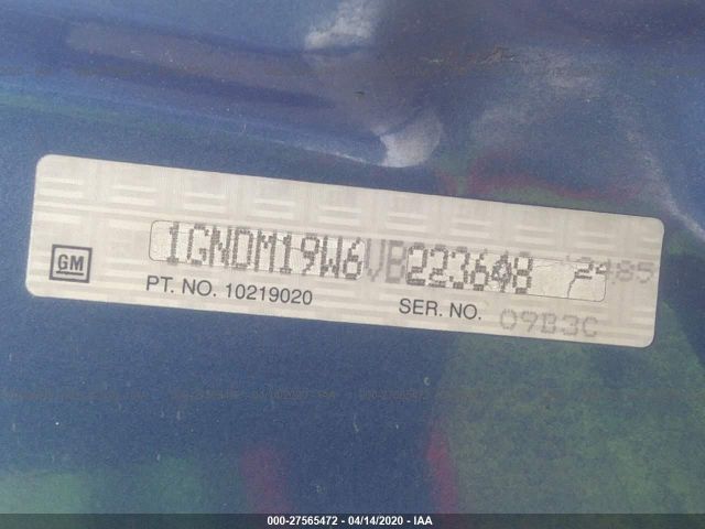 1GNDM19W6VB223648 - 1997 CHEVROLET ASTRO  Blue photo 9