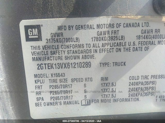 2GTEK13VX61210289 - 2006 GMC NEW SIERRA K1500 Beige photo 9