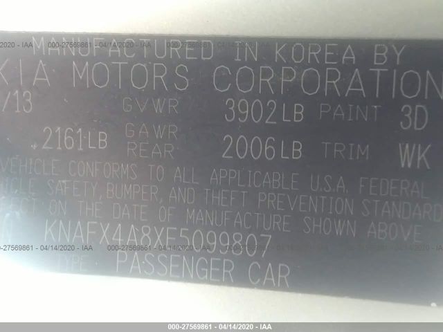 KNAFX4A8XE5099807 - 2014 KIA FORTE EX Silver photo 9