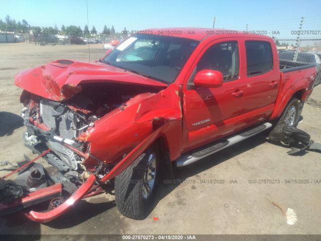 5TELU42N15Z021688 - 2005 TOYOTA TACOMA DOUBLE CAB Red photo 2