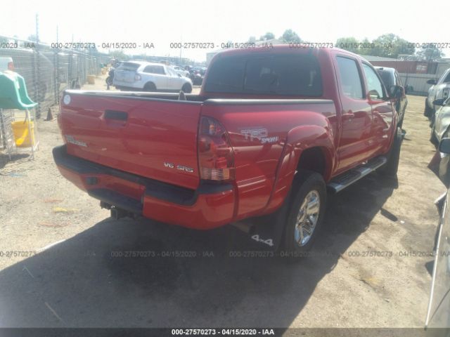 5TELU42N15Z021688 - 2005 TOYOTA TACOMA DOUBLE CAB Red photo 4