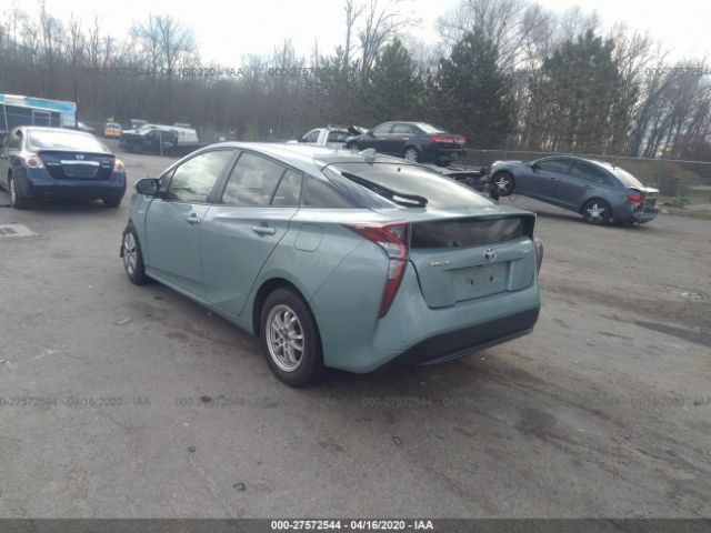 JTDKBRFUXH3051386 - 2017 TOYOTA PRIUS  Light Blue photo 3