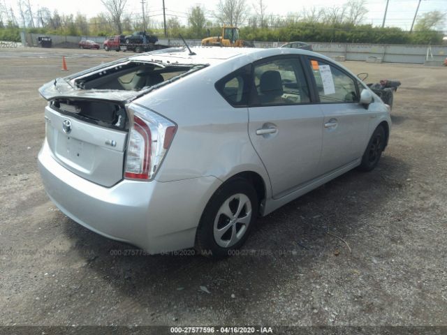 JTDKN3DU1C5510325 - 2012 TOYOTA PRIUS  Silver photo 4