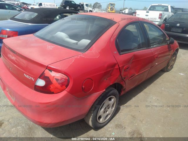 1B3ES46C11D209008 - 2001 DODGE NEON SE/ES Red photo 4