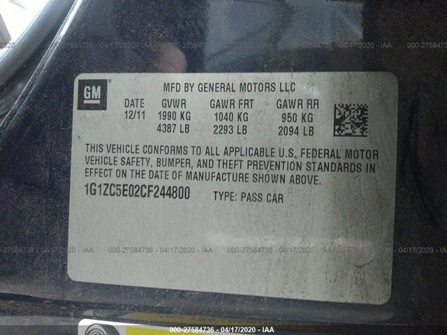 1G1ZC5E02CF244800 - 2012 CHEVROLET MALIBU 1LT 蓝色 照片 9