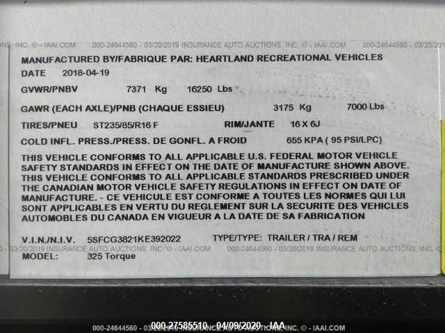5SFCG3821KE392022 - 2019 HEARTLAND OTHER  未知 照片 9