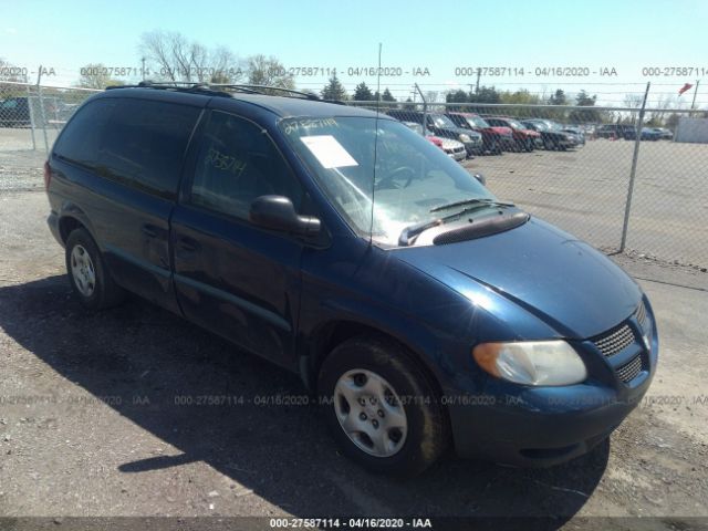 1B4GP25B72B658306 - 2002 DODGE CARAVAN SE Blue photo 1