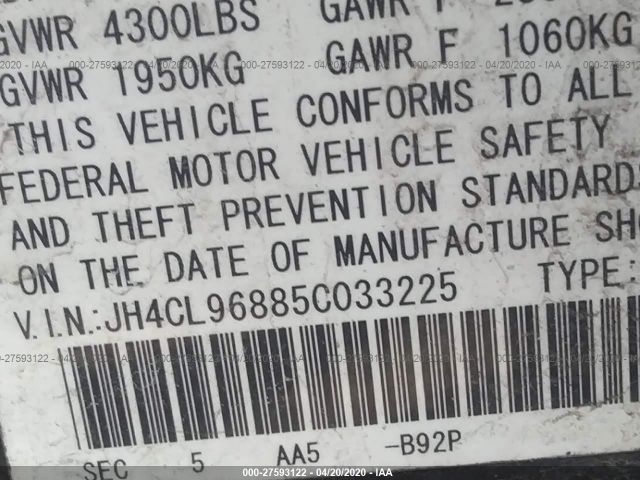 JH4CL96885C033225 - 2005 ACURA TSX  Black photo 9