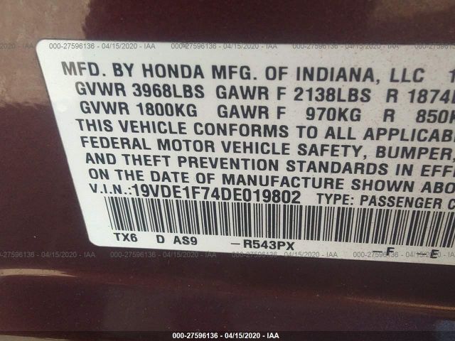 19VDE1F74DE019802 - 2013 ACURA ILX 20 TECH Burgundy photo 9