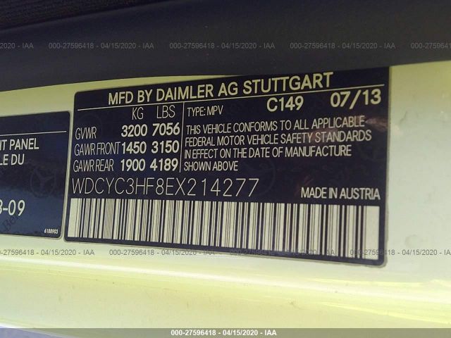 WDCYC3HF8EX214277 - 2014 MERCEDES-BENZ G 550 White photo 9