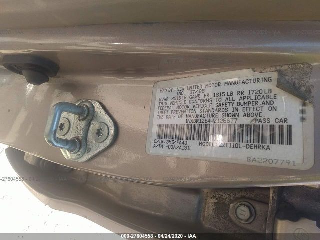 1NXBR12E4WZ126677 - 1998 TOYOTA COROLLA VE/CE/LE 金色 照片 9