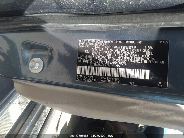 5TDBT48A26S264895 - 2006 TOYOTA SEQUOIA LIMITED Blue photo 9