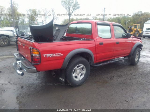 5TEHN72N61Z733564 - 2001 TOYOTA TACOMA DOUBLE CAB Red photo 4