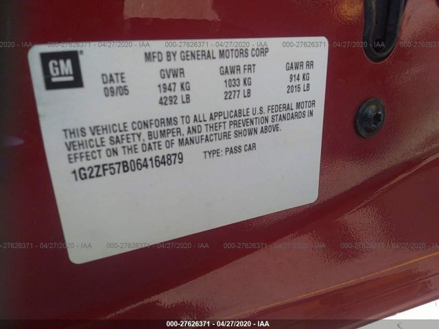 1G2ZF57B064164879 - 2006 PONTIAC G6 SE Red photo 9