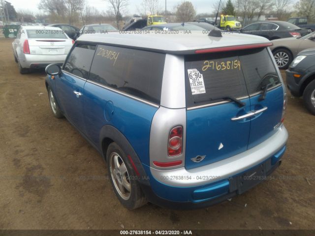 WMWZF3C53BT188722 - 2011 MINI COOPER CLUBMAN Blue photo 3