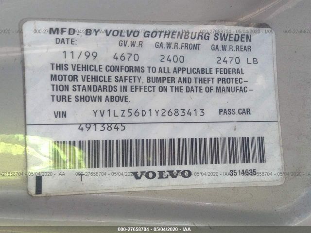 YV1LZ56D1Y2683413 - 2000 VOLVO V70 XC/SE Silver photo 9