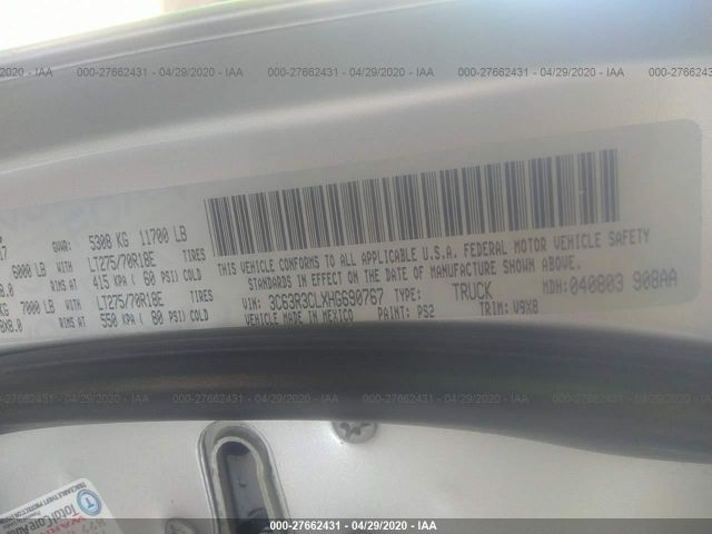 3C63R3CLXHG690767 - 2017 RAM 3500 ST Silver photo 9