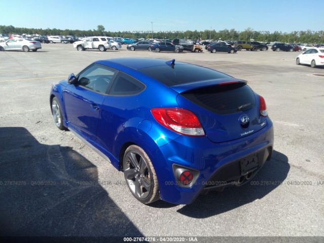 KMHTC6AE6DU138220 - 2013 HYUNDAI VELOSTER TURBO Blue photo 3