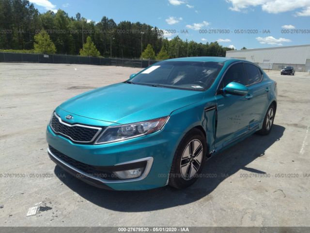 KNAGM4AD5D5058719 - 2013 KIA OPTIMA HYBRID Green photo 2