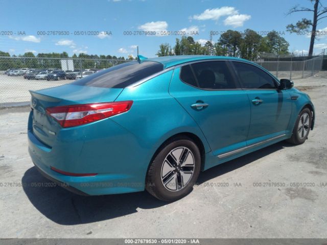 KNAGM4AD5D5058719 - 2013 KIA OPTIMA HYBRID Green photo 4